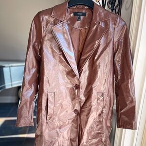 Forever 21 Patent Vegan Leather Trench Coat-Sz.S